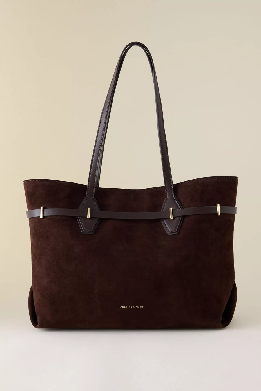 charles keith xl arlet tragetasche aus recyceltem wildleder