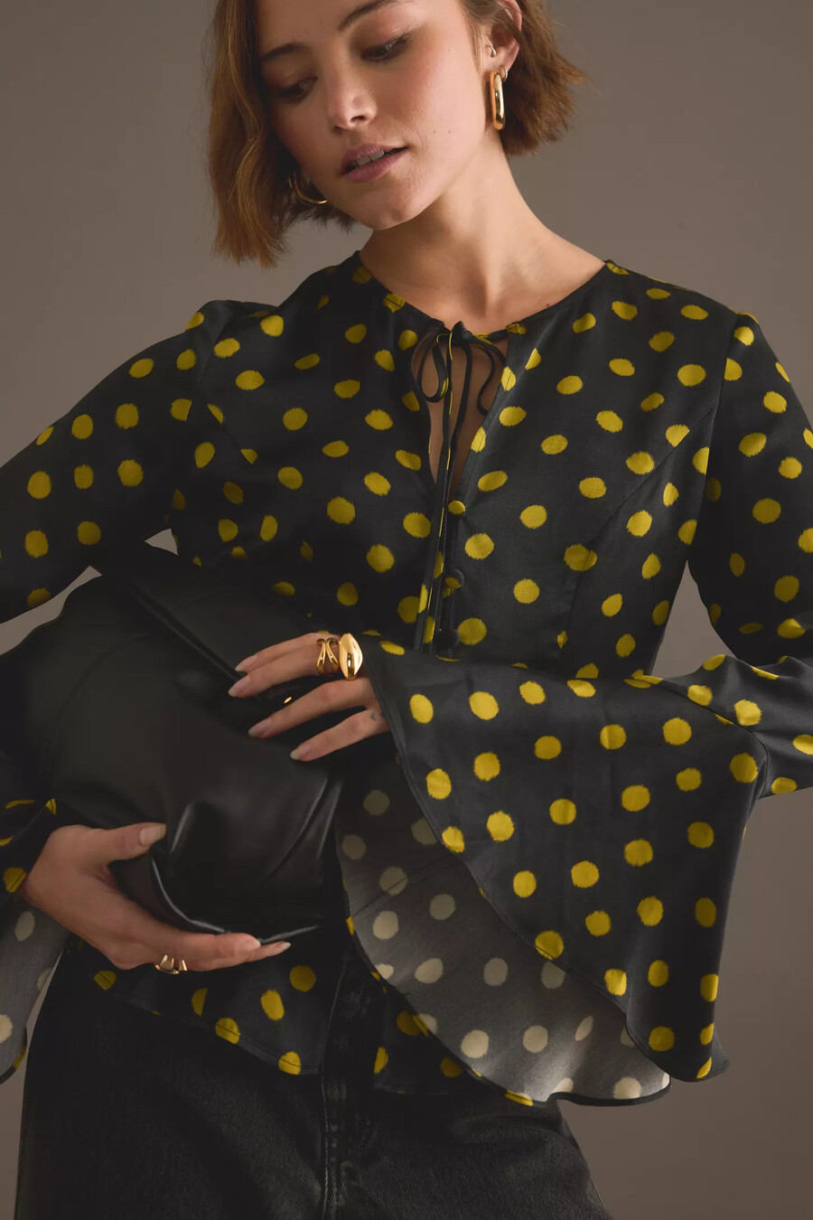 kitri chantelle polka dot satin-top