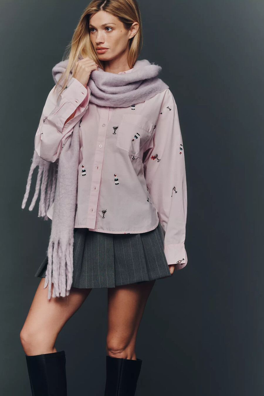 das shrunken bennet lurex stripe buttondown shirt von maeve