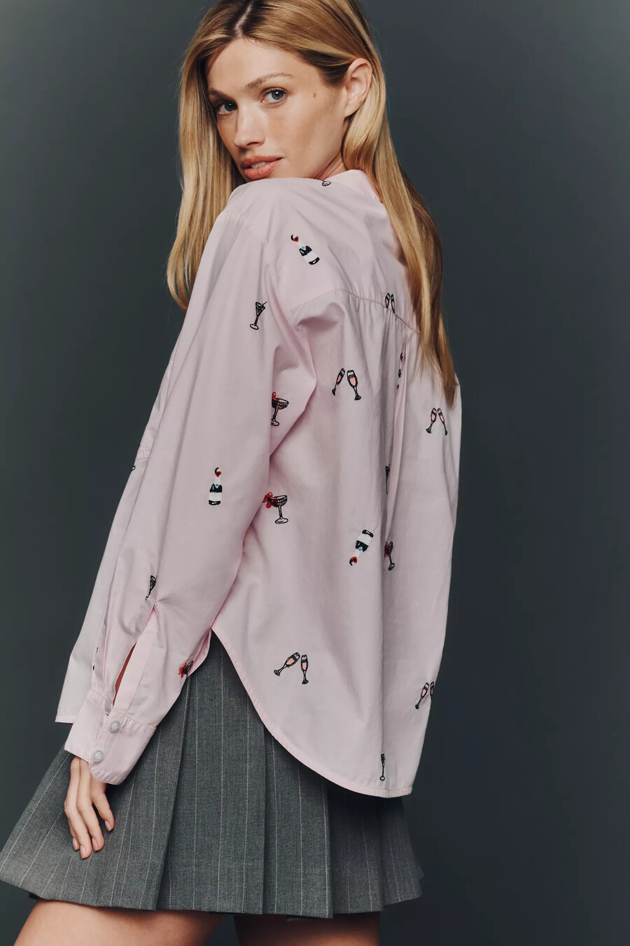 das shrunken bennet lurex stripe buttondown shirt von maeve