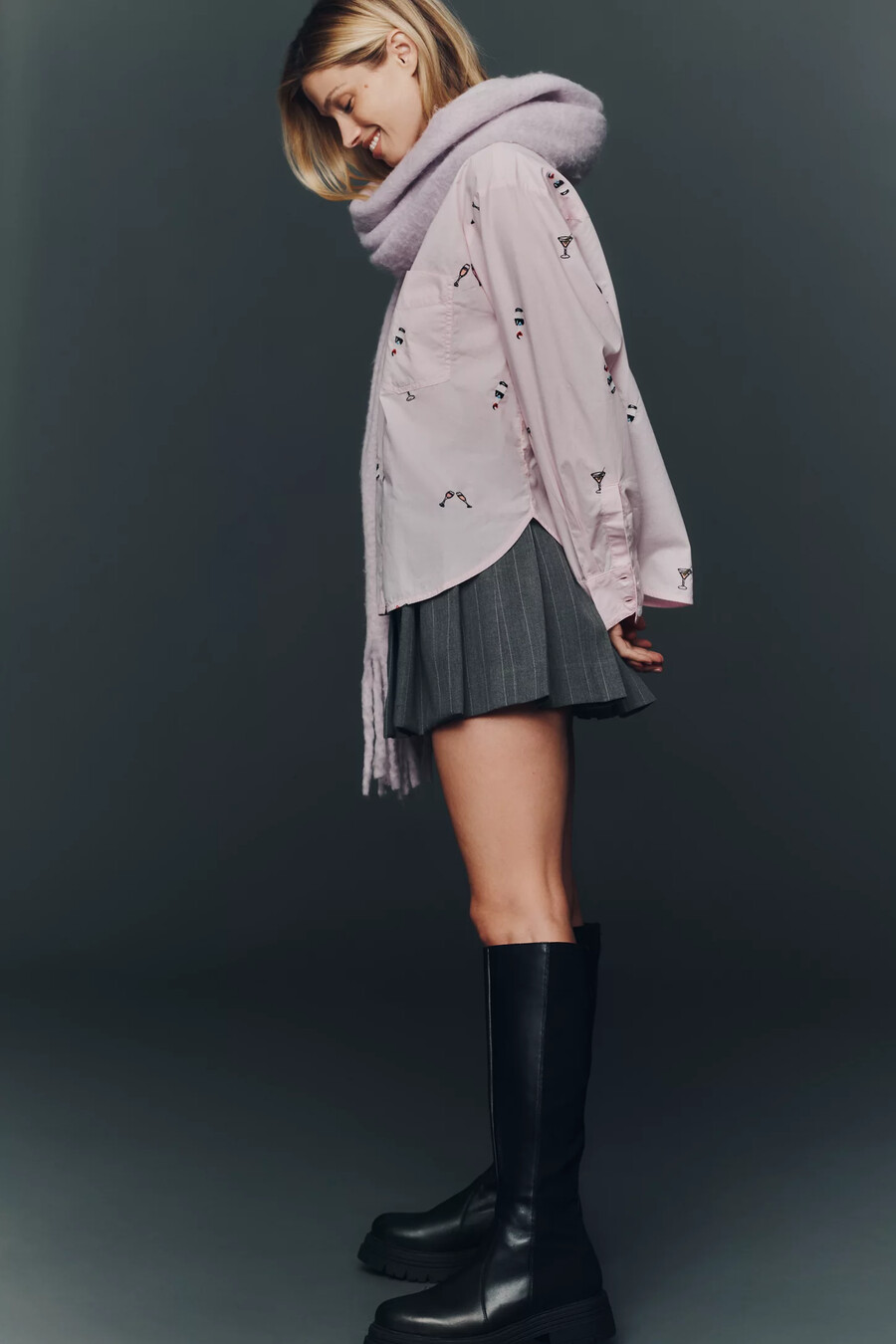 das shrunken bennet lurex stripe buttondown shirt von maeve