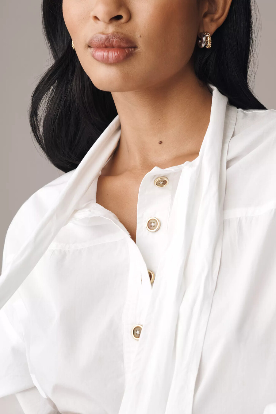 maeve baumwollbluse mit bindekragen