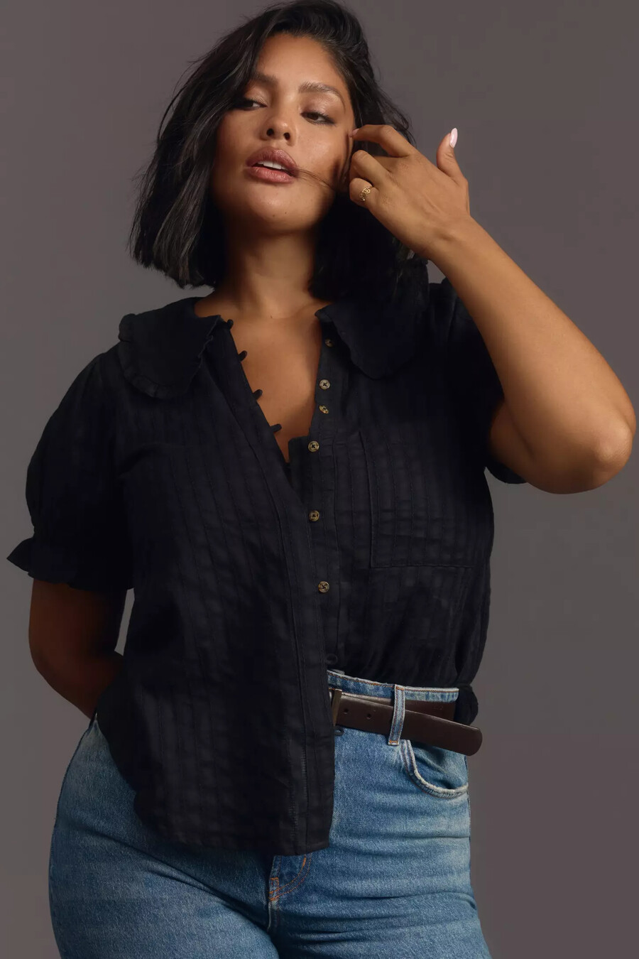 die bluse „keira mit kragen und knopfleiste von pilcro
