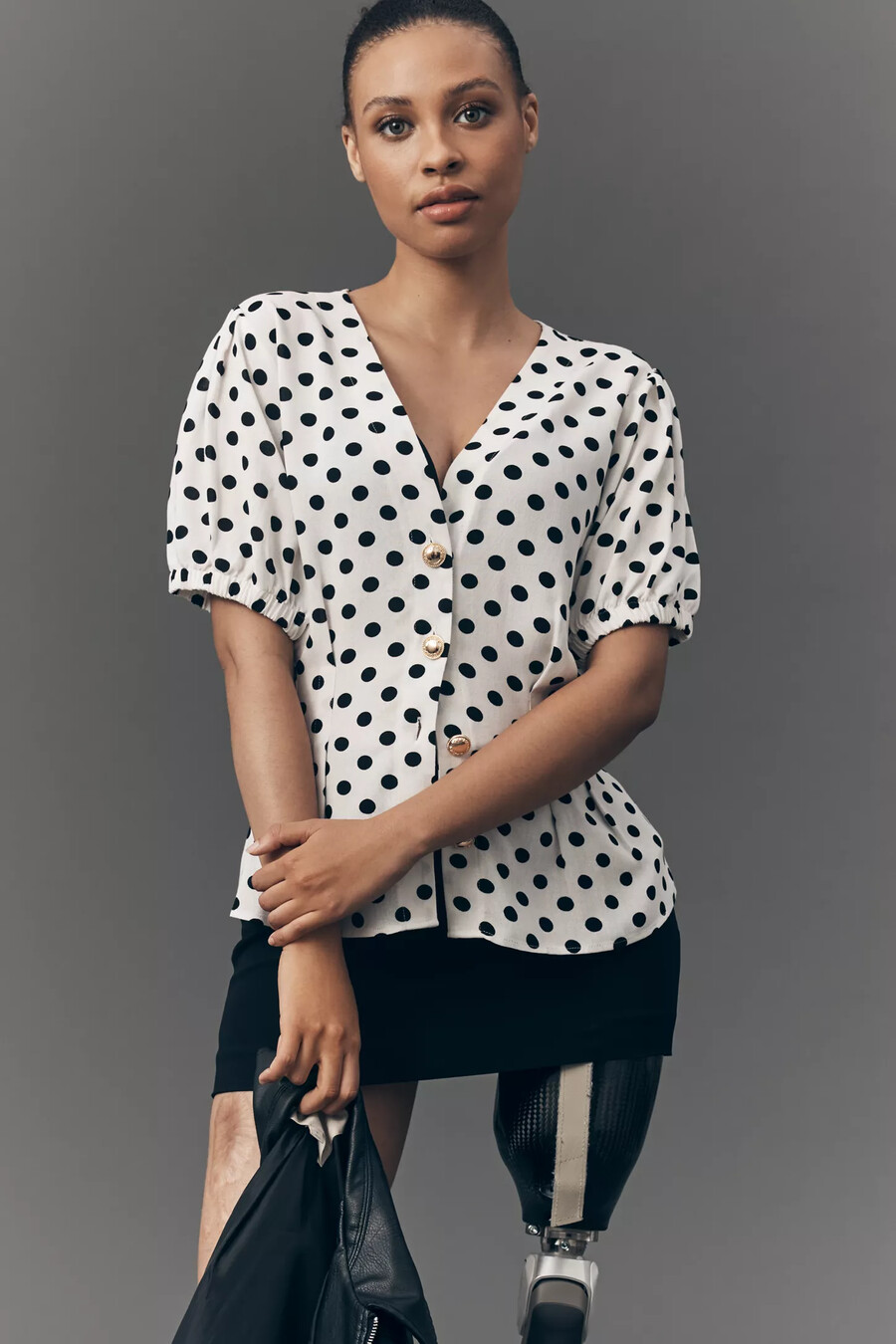 maeve kurzarmbluse mit polka-dots