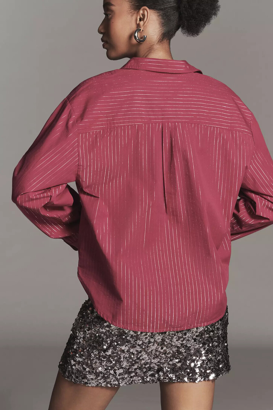 das shrunken bennet lurex stripe buttondown shirt von maeve