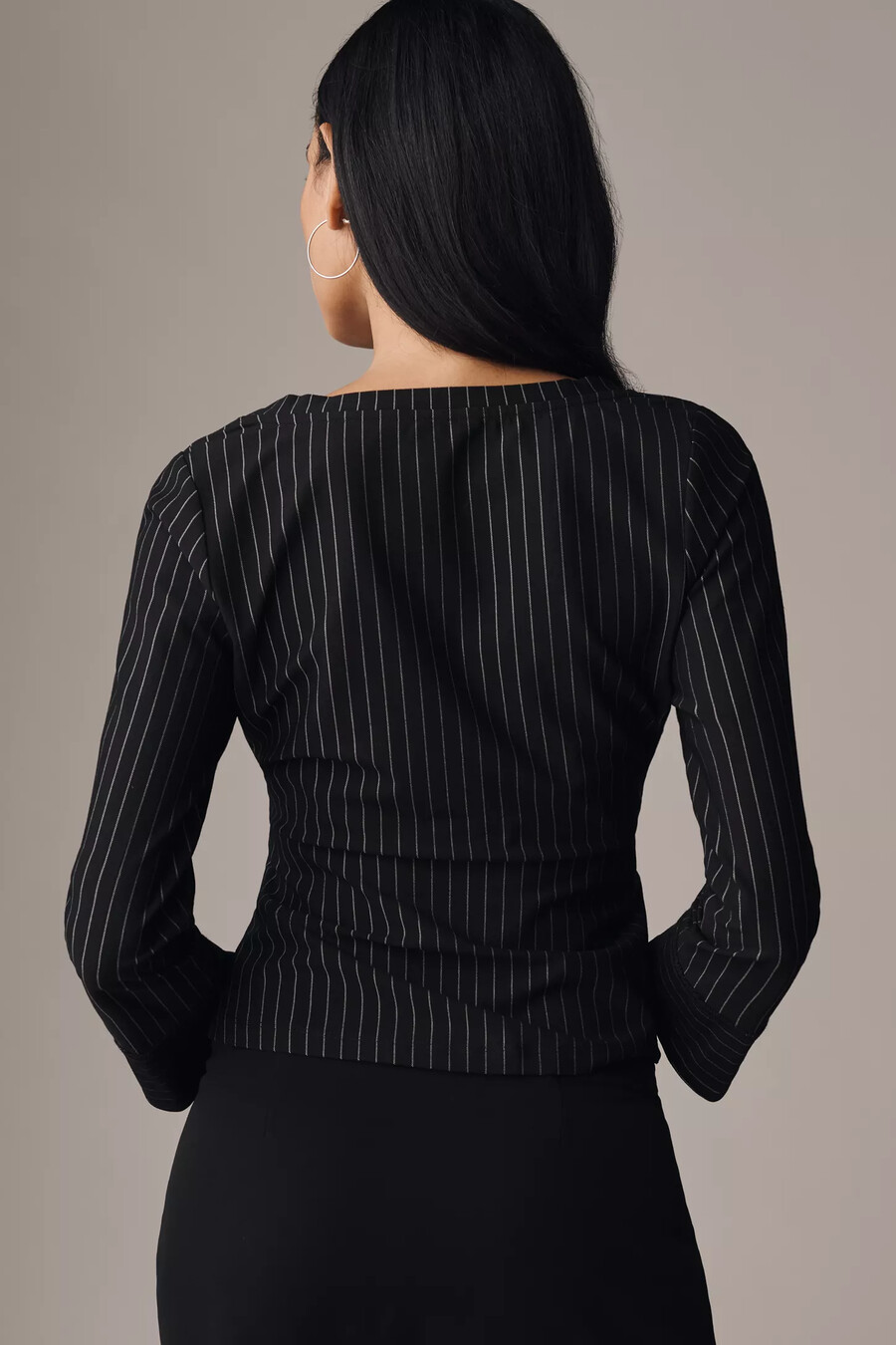 maeve twist-front pinstripe top
