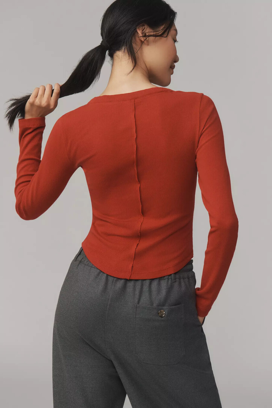 pilcro rippstrick-henley-top mit langen Ärmeln