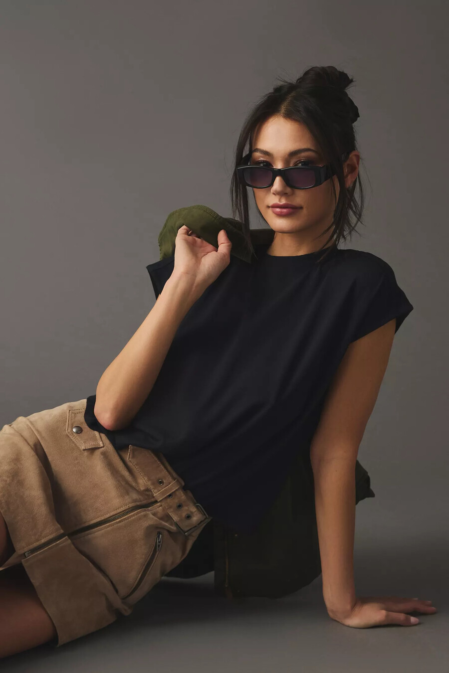 anthropologie rundhals-t-shirt mit kurzen Ärmeln