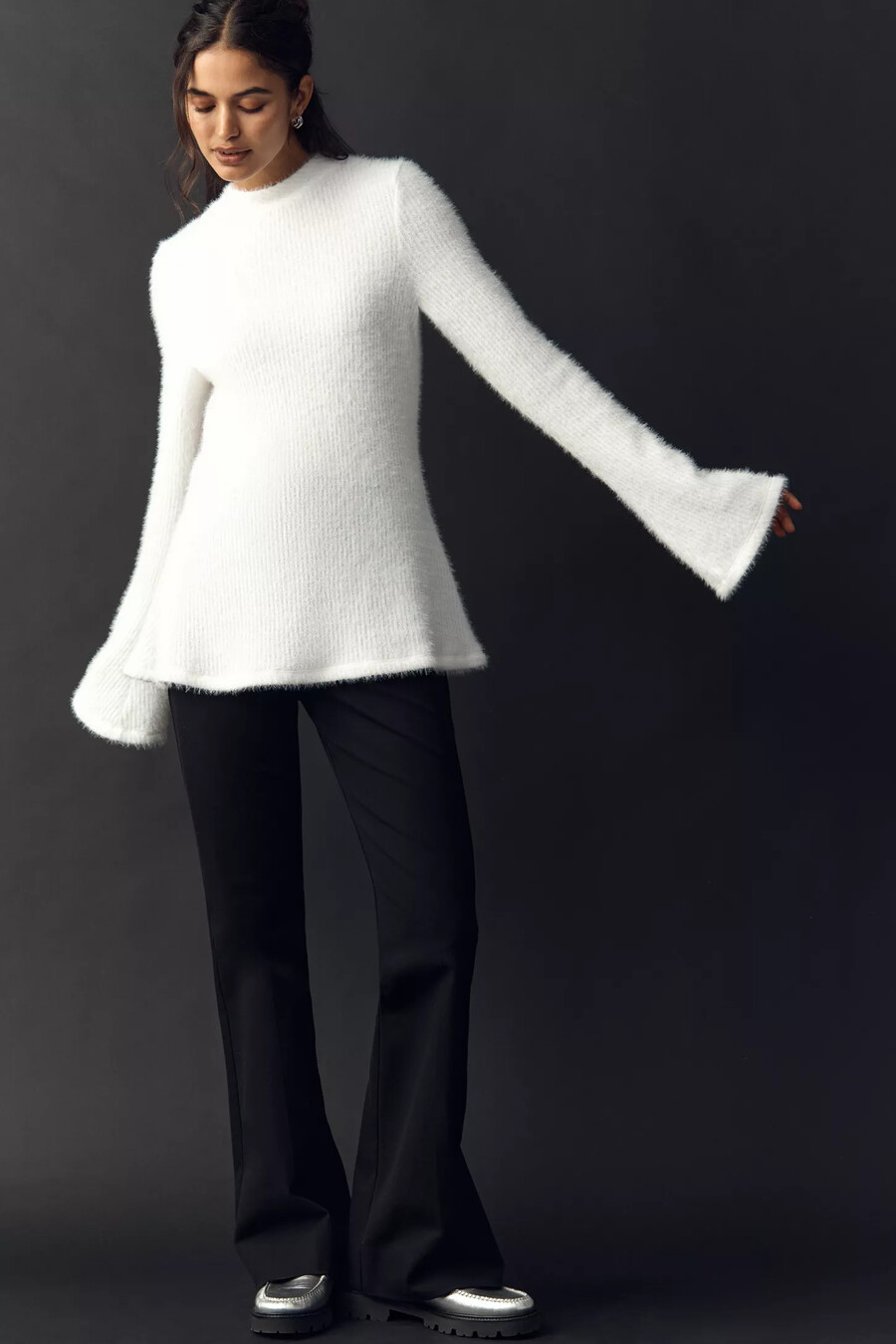 maeve pullover mit glockenärmeln und bindeband am rücken