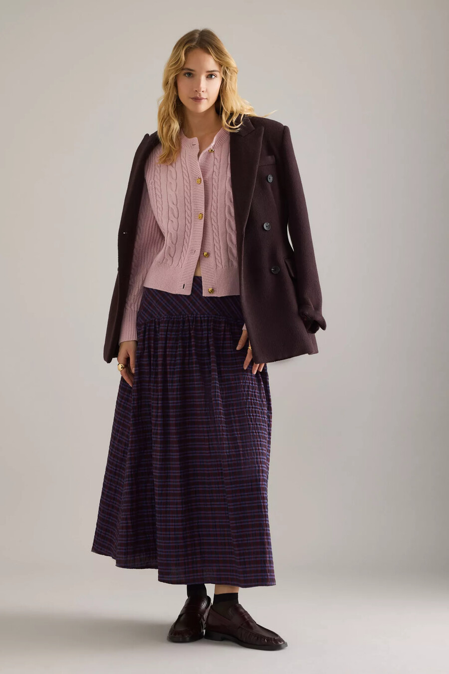 barbour elina strickjacke aus wolle und kaschmir mit zopfmuster