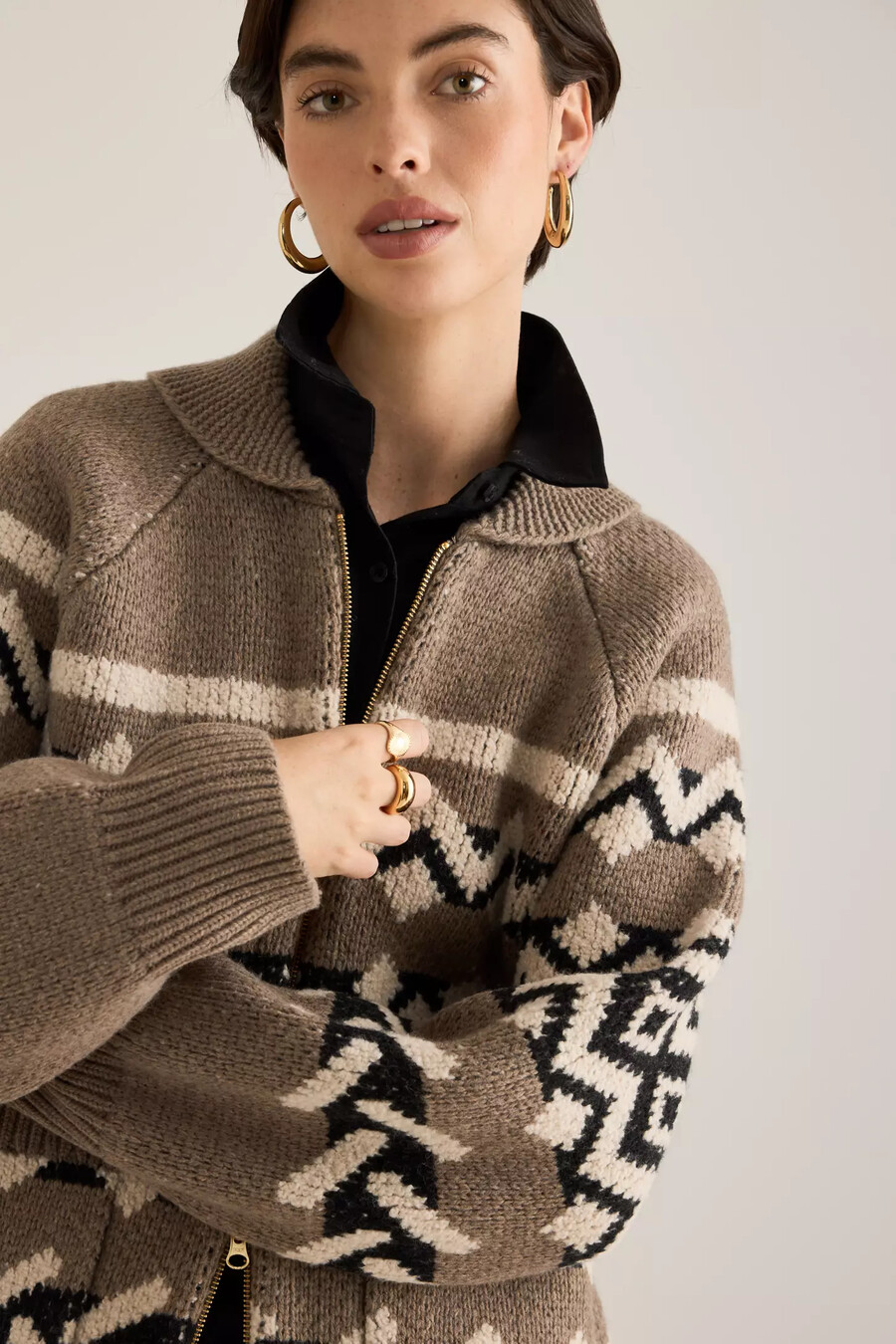 barbour klara wollstrickjacke mit reißverschluss