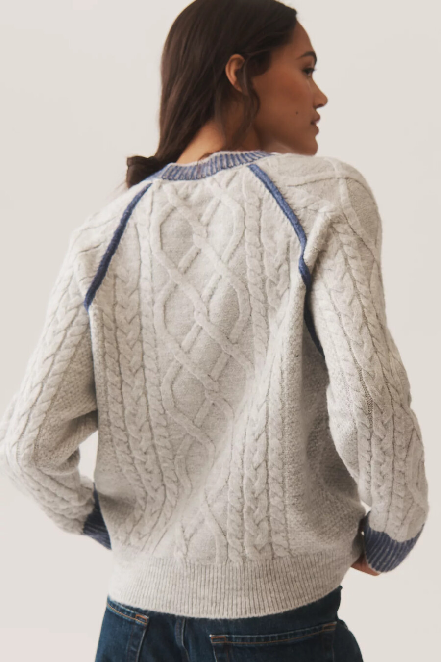 pilcro zopfstrick-pullover mit stickerei