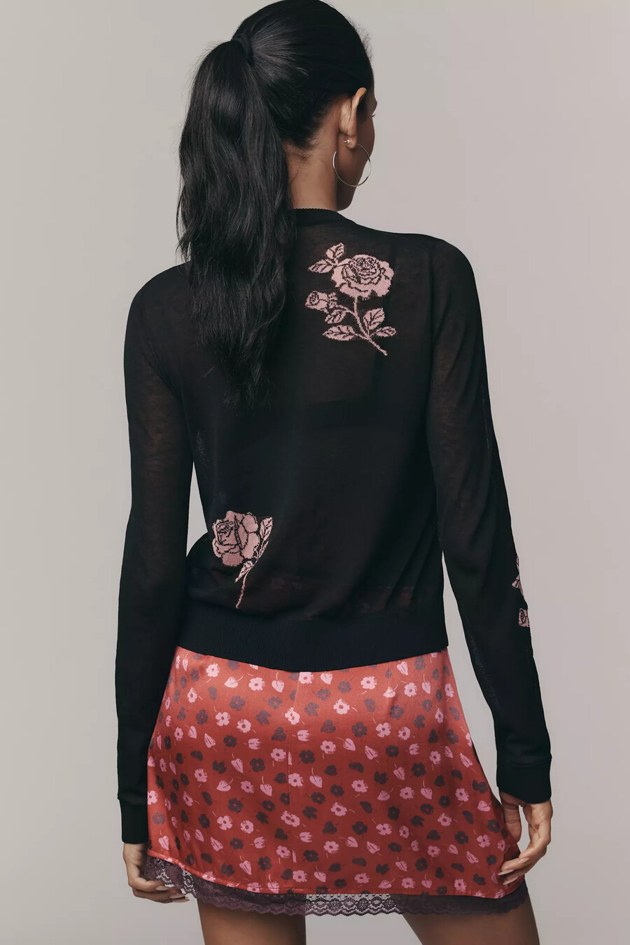 maeve halbtransparenter cardigan mit blumenmuster