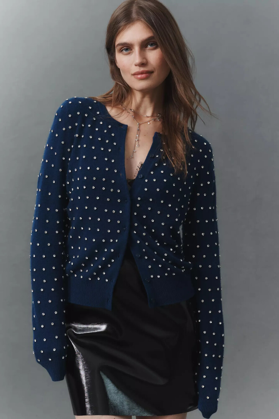 juliet kaschmir-strickjacke mit rundhalsausschnitt