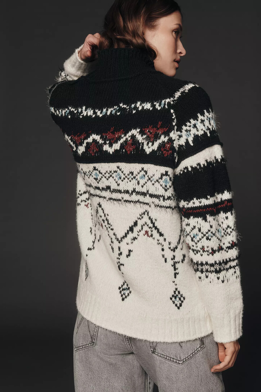 pilcro fairisle-pullover aus baumwollmischung