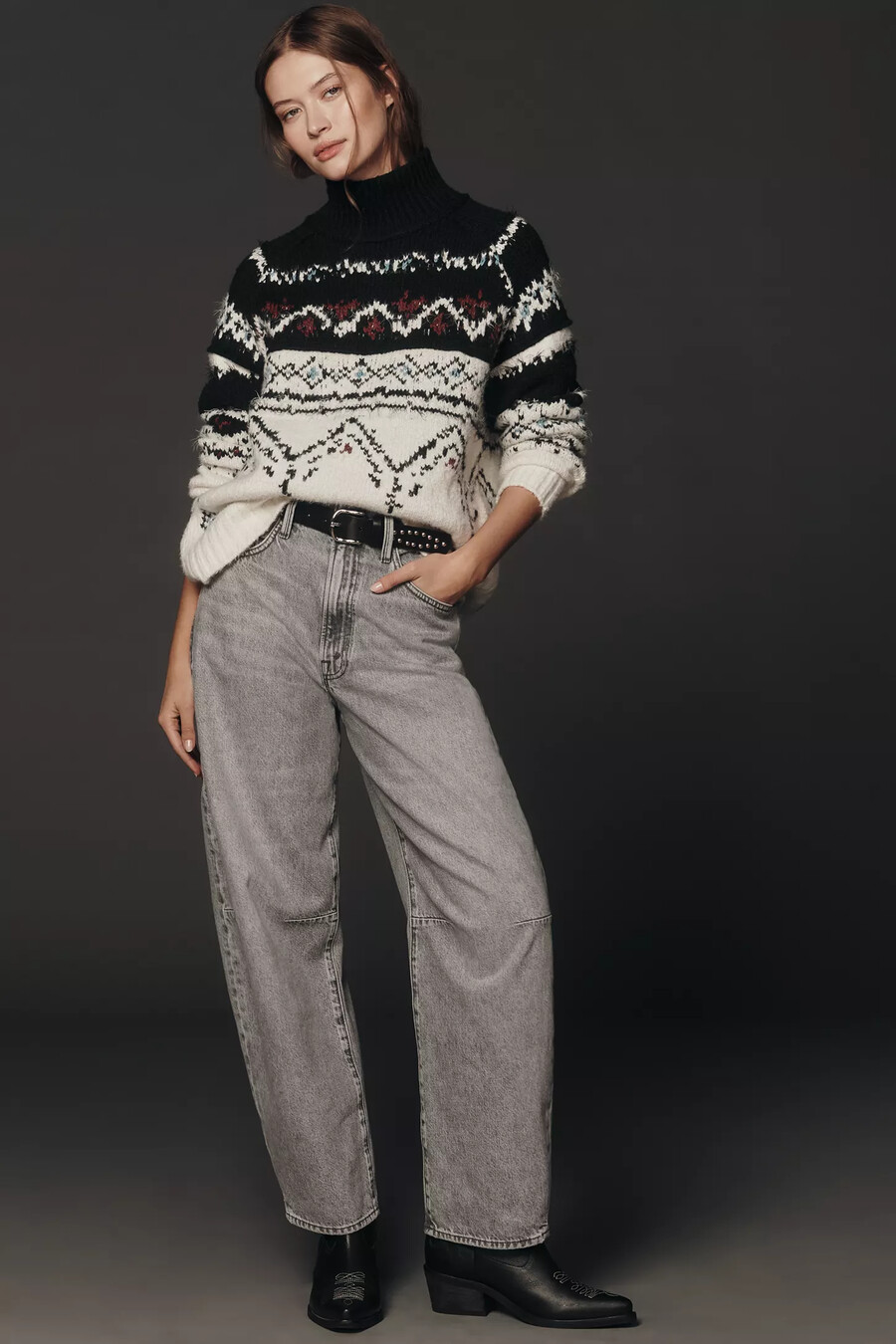pilcro fairisle-pullover aus baumwollmischung