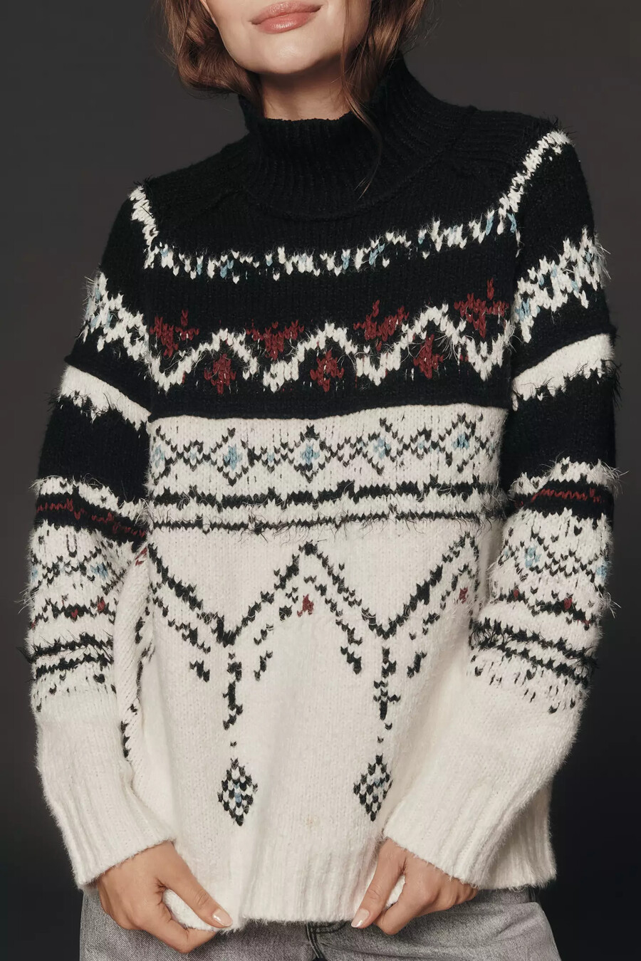 pilcro fairisle-pullover aus baumwollmischung