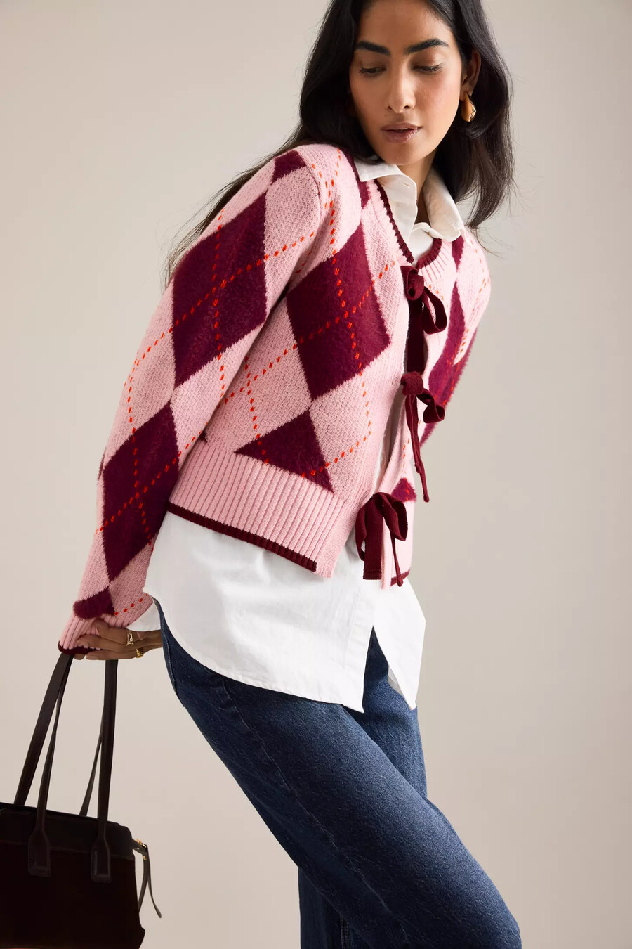 maeve argyle cardigan mit bindeband vorne