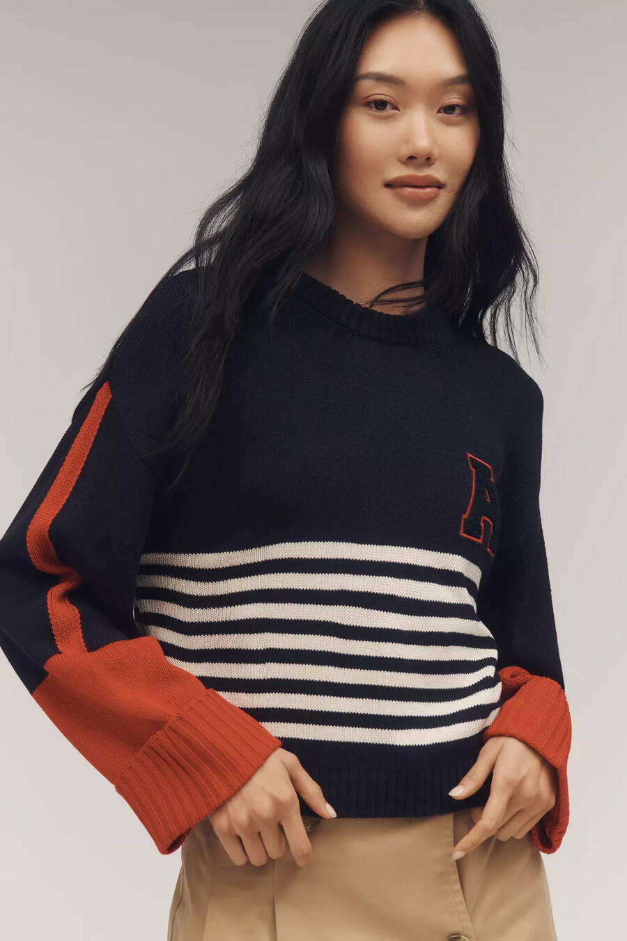 maeve sportlicher pullover mit rundhalsausschnitt