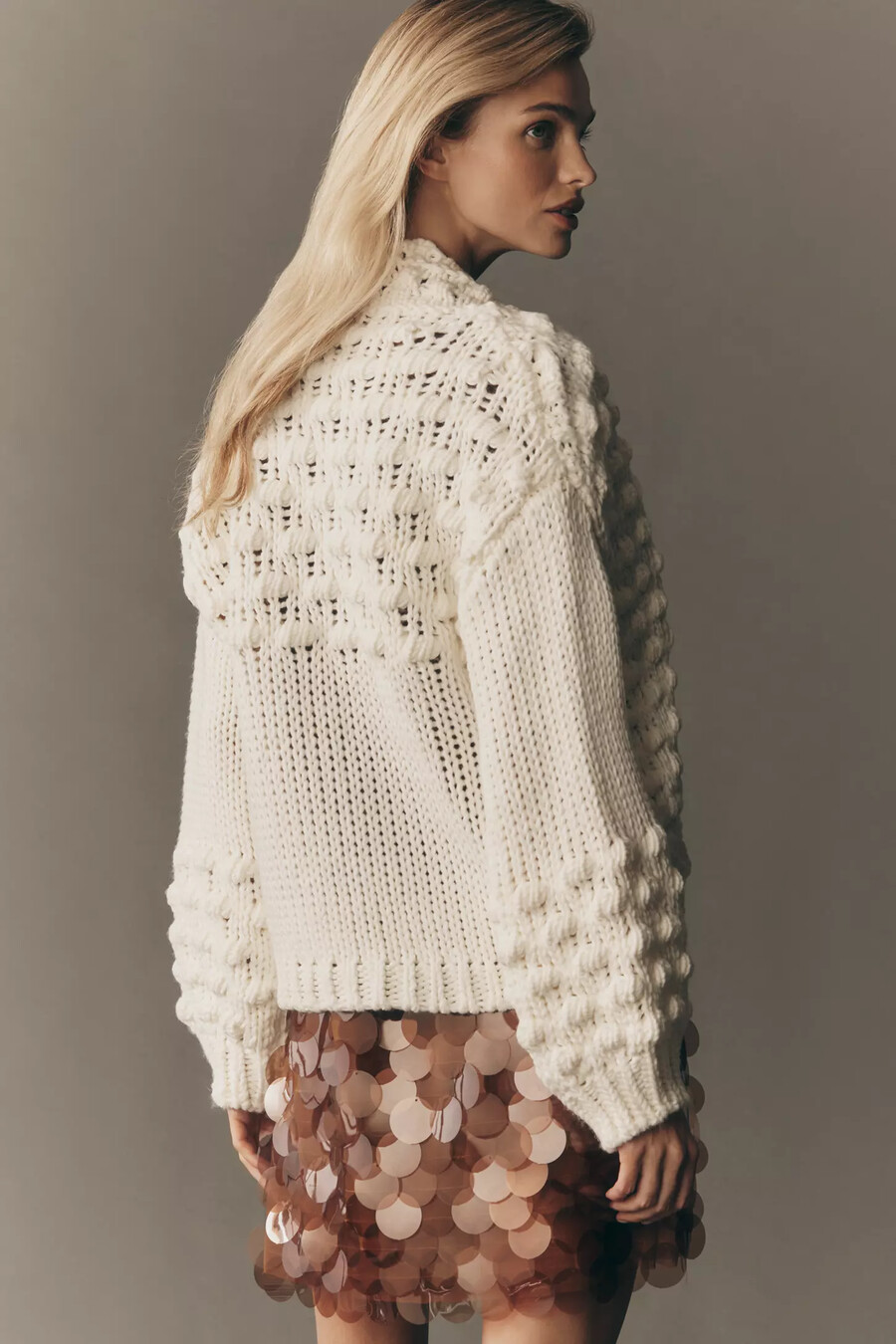 cardigan von anthropologie mit struktur und bindeband vorne