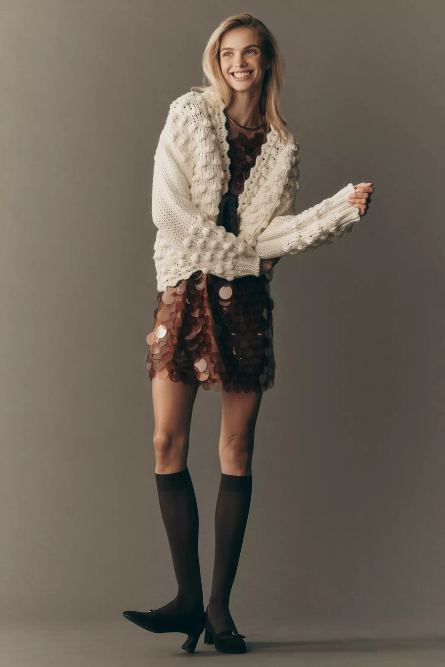 cardigan von anthropologie mit struktur und bindeband vorne