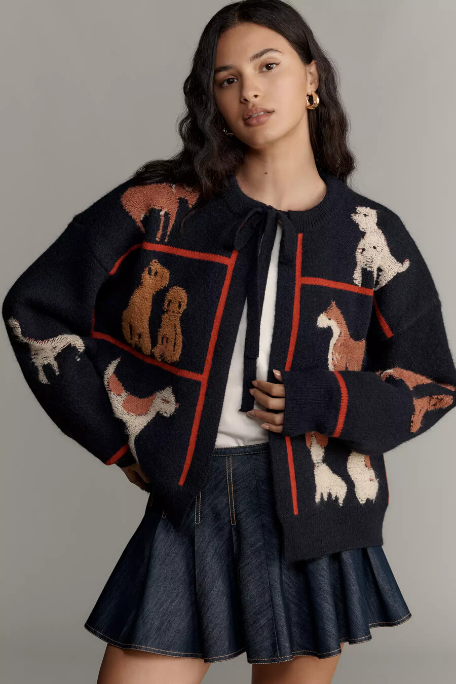 maeve dogs strickjacke mit bindeband vorne