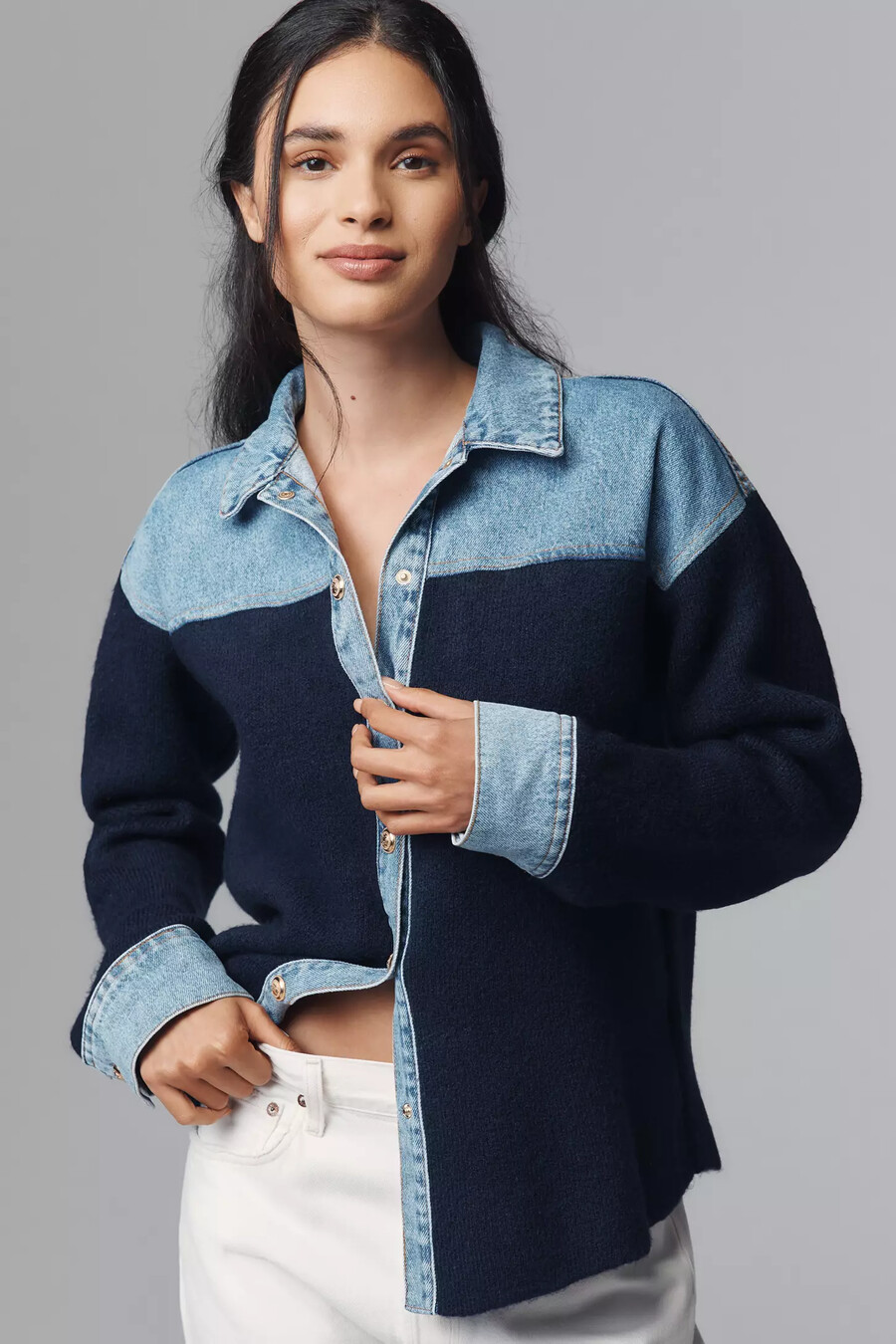 pilcro strickjacke aus verschiedenen materialien