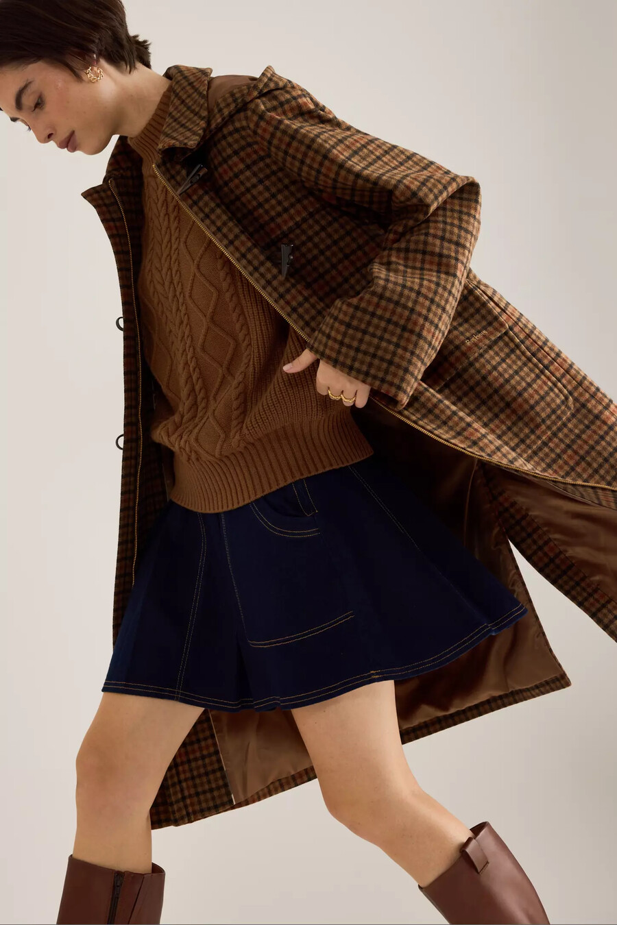 barbour melody check dufflecoat