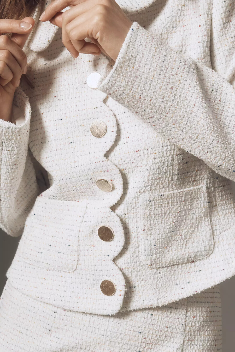 maeve damenjacke aus tweed mit muschelkanten
