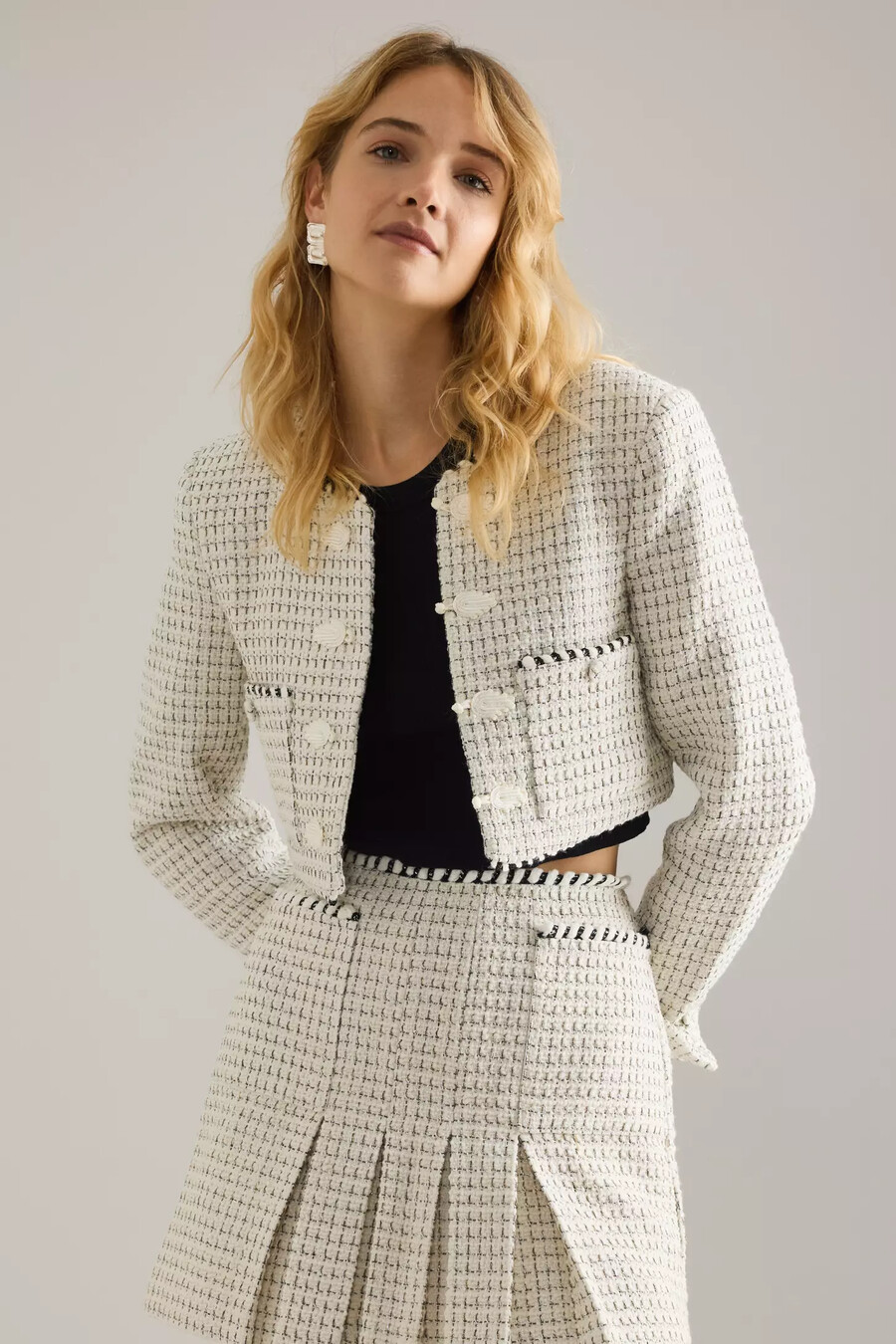 bardot florine cropped boucle jacket
