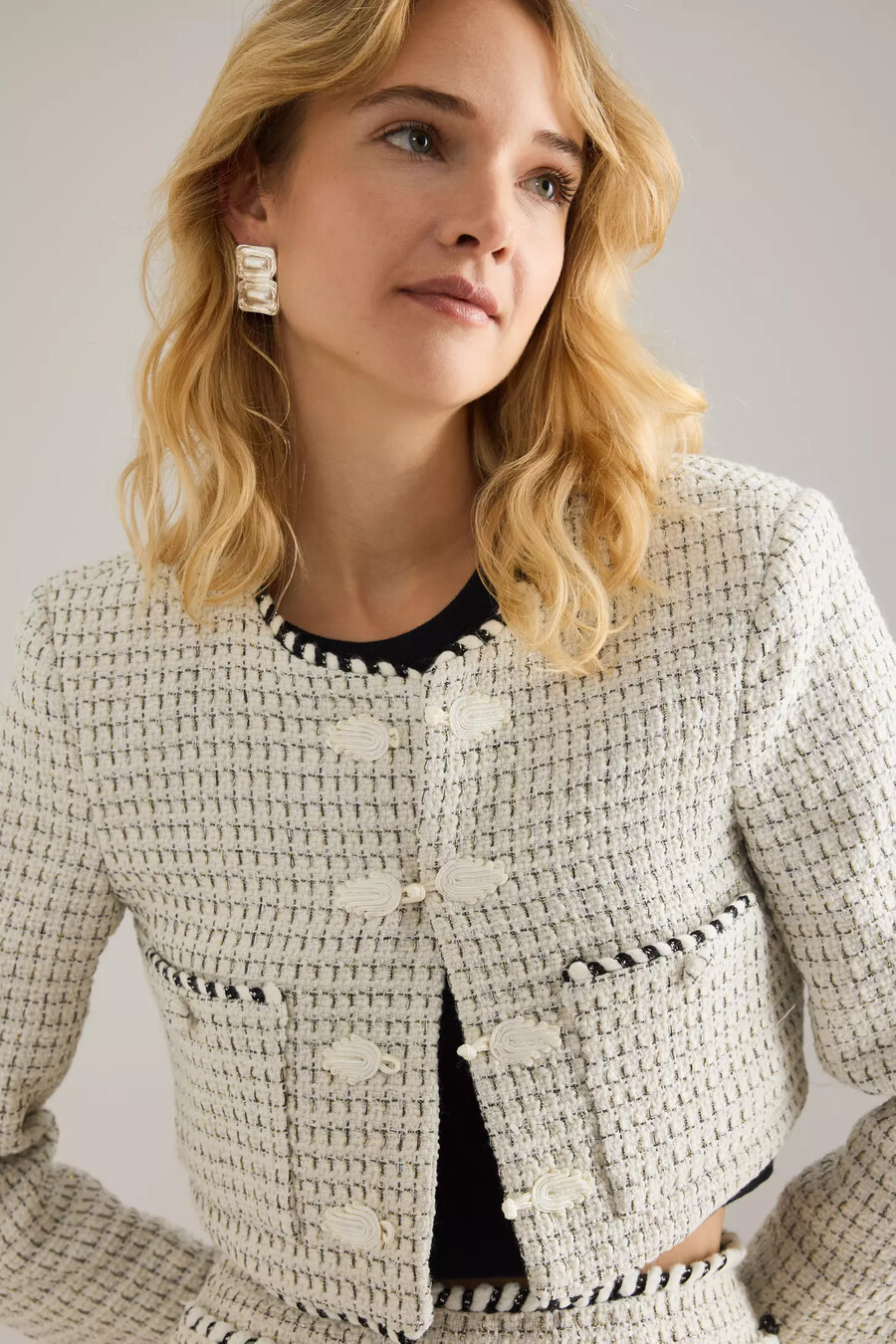 bardot florine cropped boucle jacket