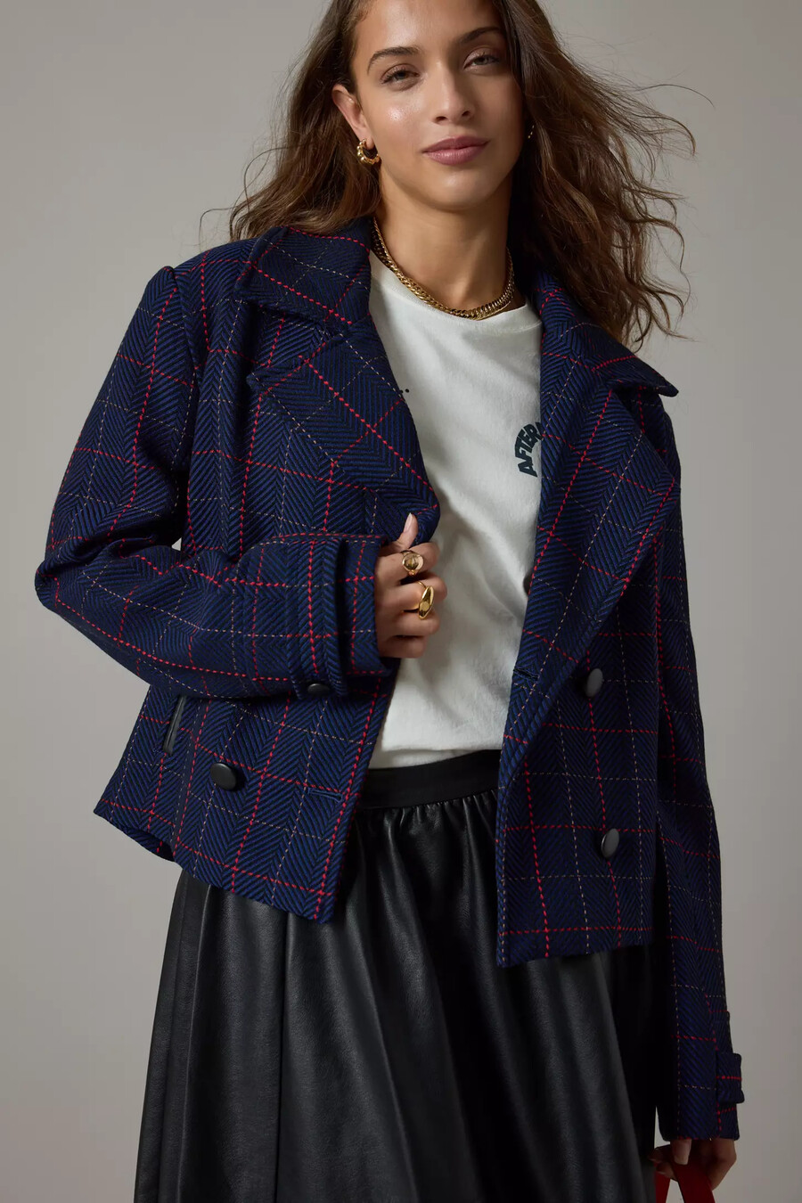 maeve x merrick weißer karo-crop-blazer