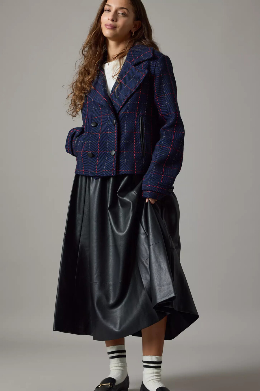 maeve x merrick weißer karo-crop-blazer