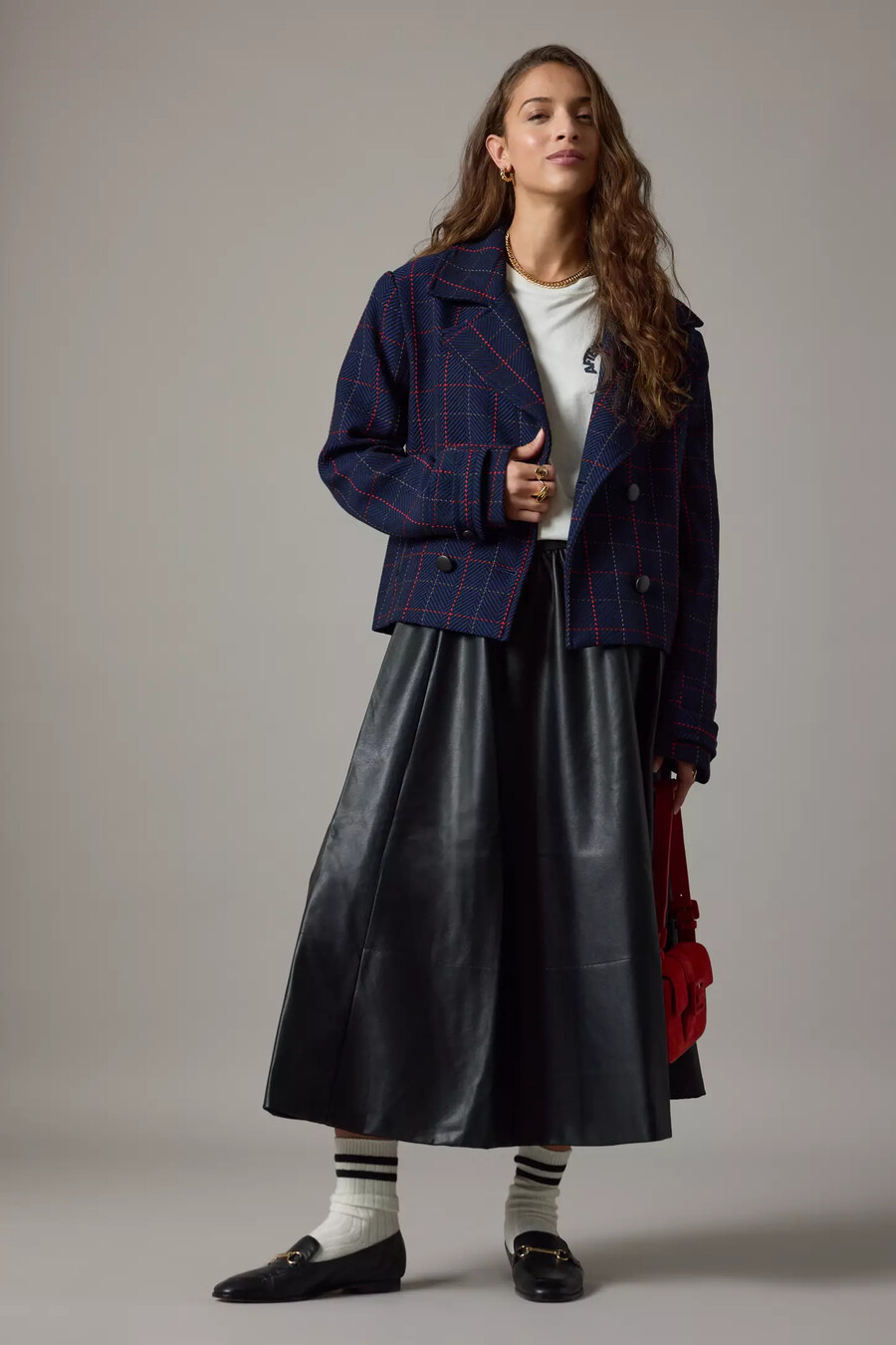 maeve x merrick weißer karo-crop-blazer