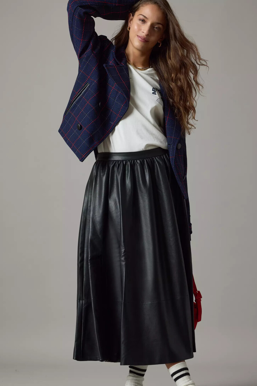 maeve x merrick weißer karo-crop-blazer