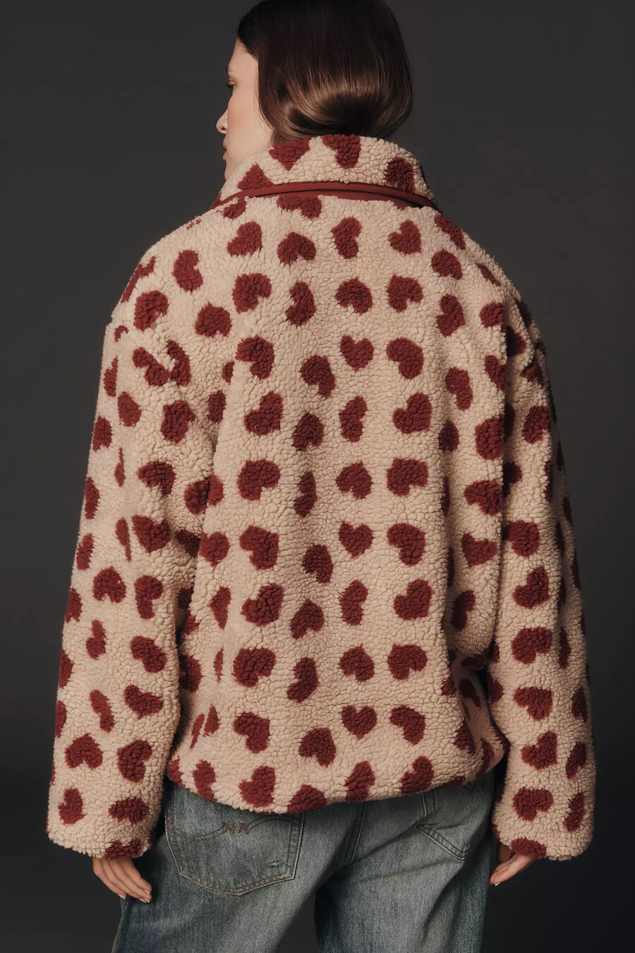 maeve sherpa-fleecejacke mit herzmuster