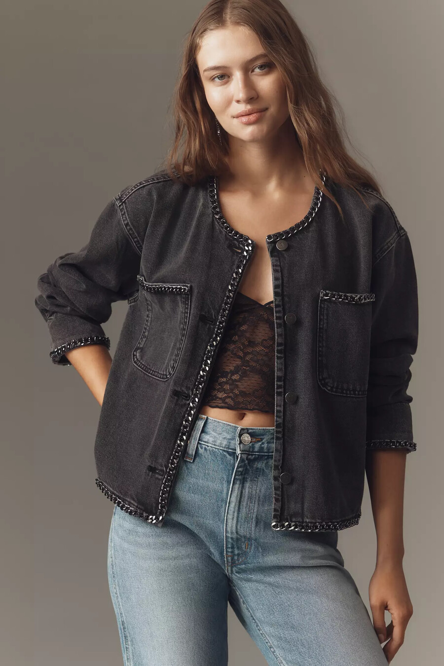 pilcro chain jeansjacke