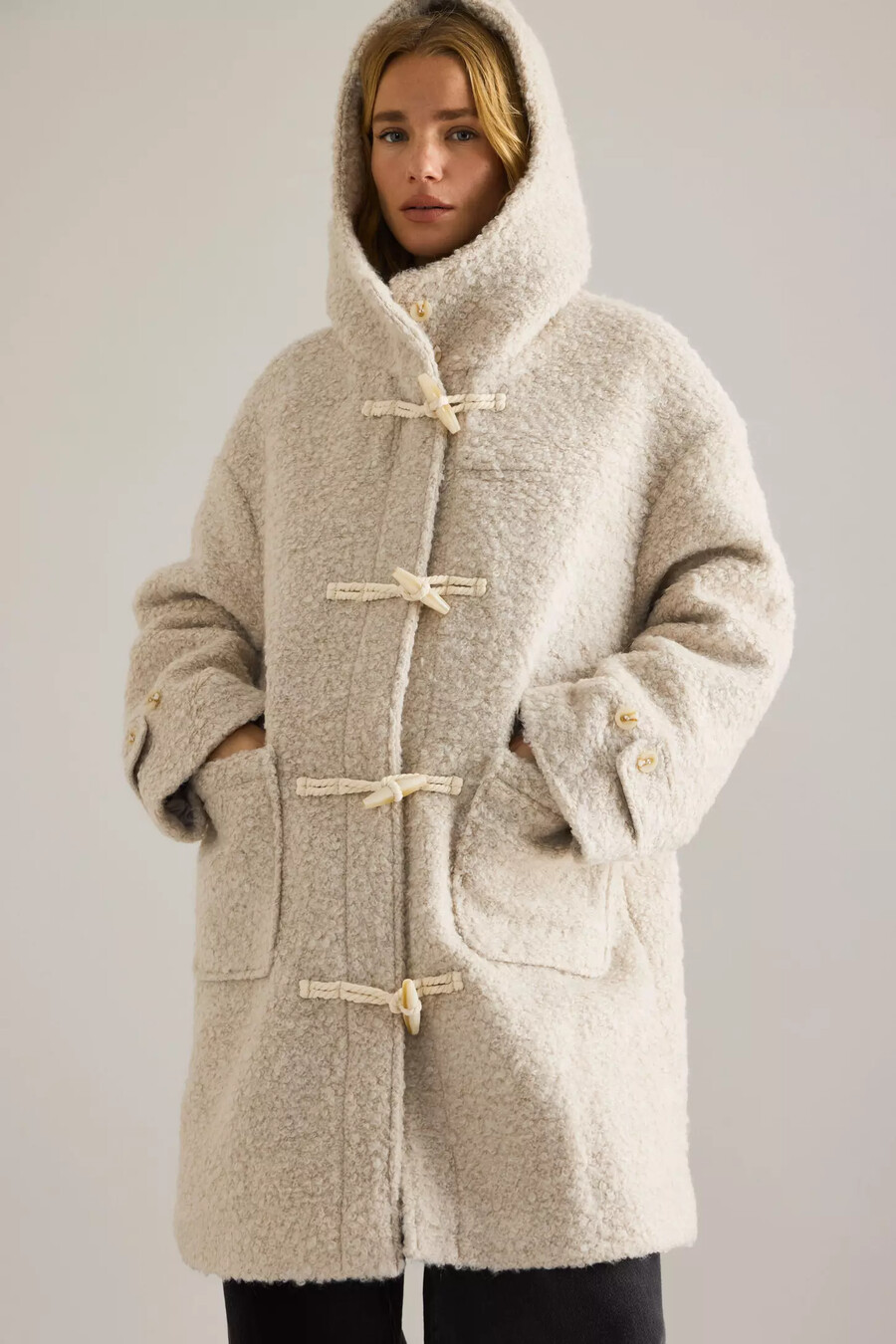 pilcro wollmischung dufflecoat mit kapuze