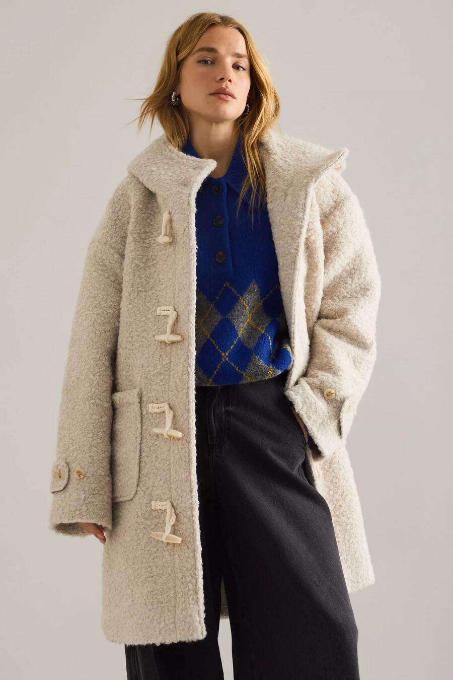 pilcro wollmischung dufflecoat mit kapuze