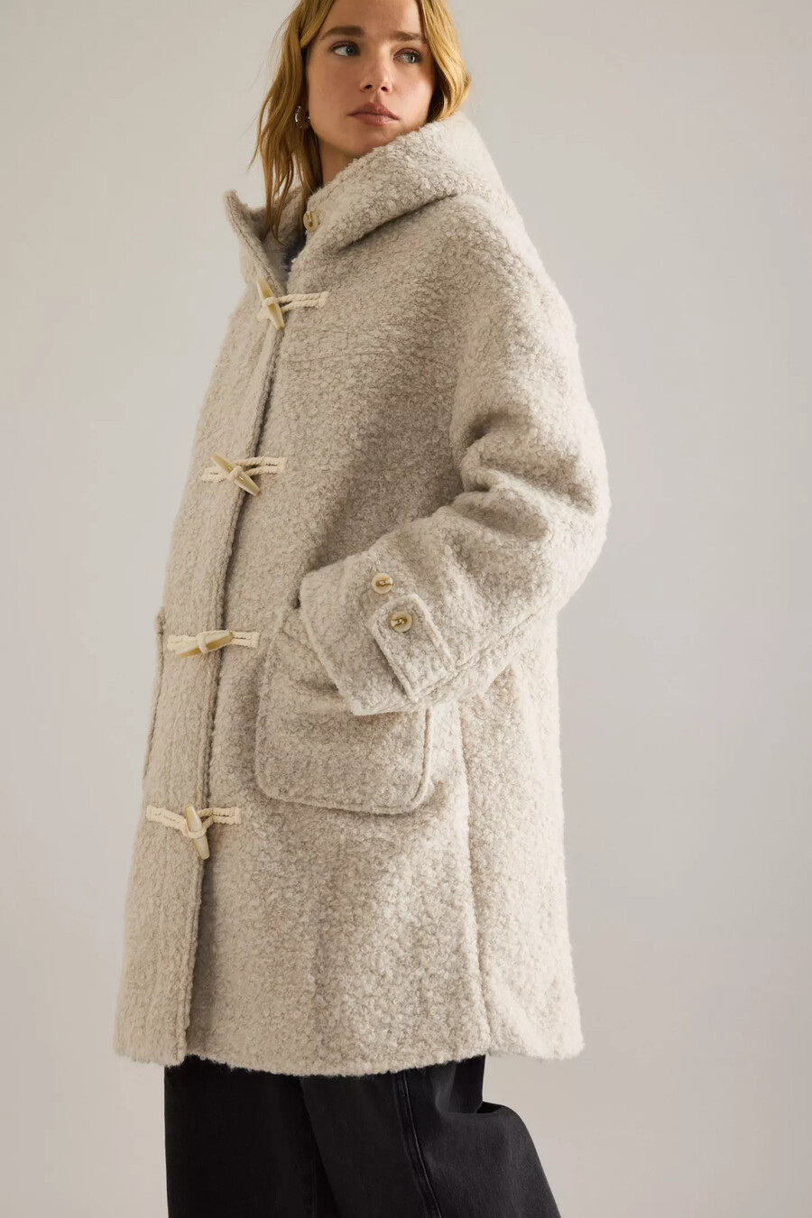 pilcro wollmischung dufflecoat mit kapuze