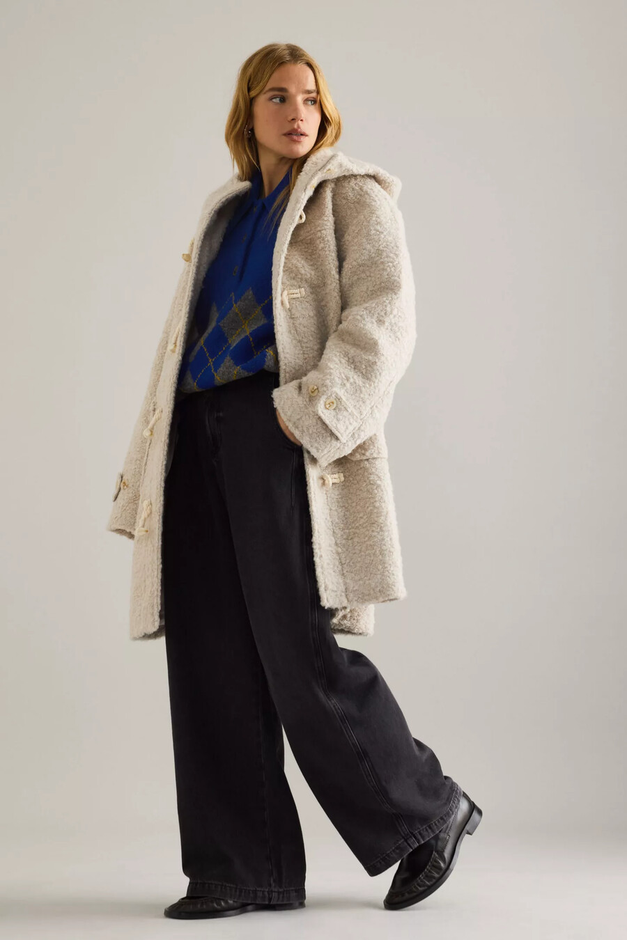 pilcro wollmischung dufflecoat mit kapuze