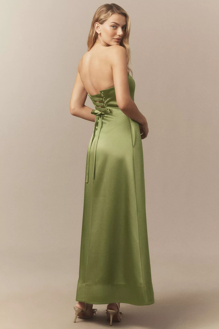 mare mare piper trägerloses maxikleid in a-linie
