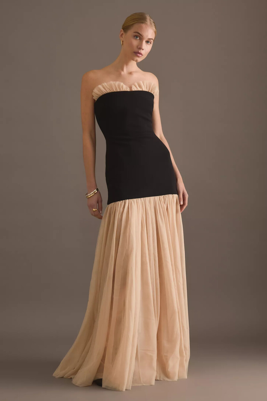 tojha beverly trägerloses maxikleid