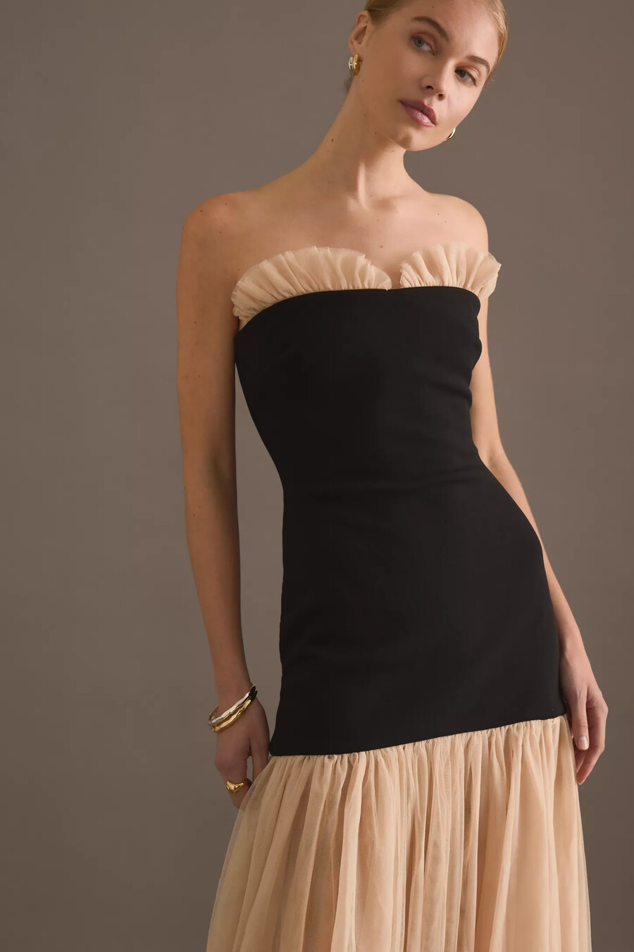 tojha beverly trägerloses maxikleid