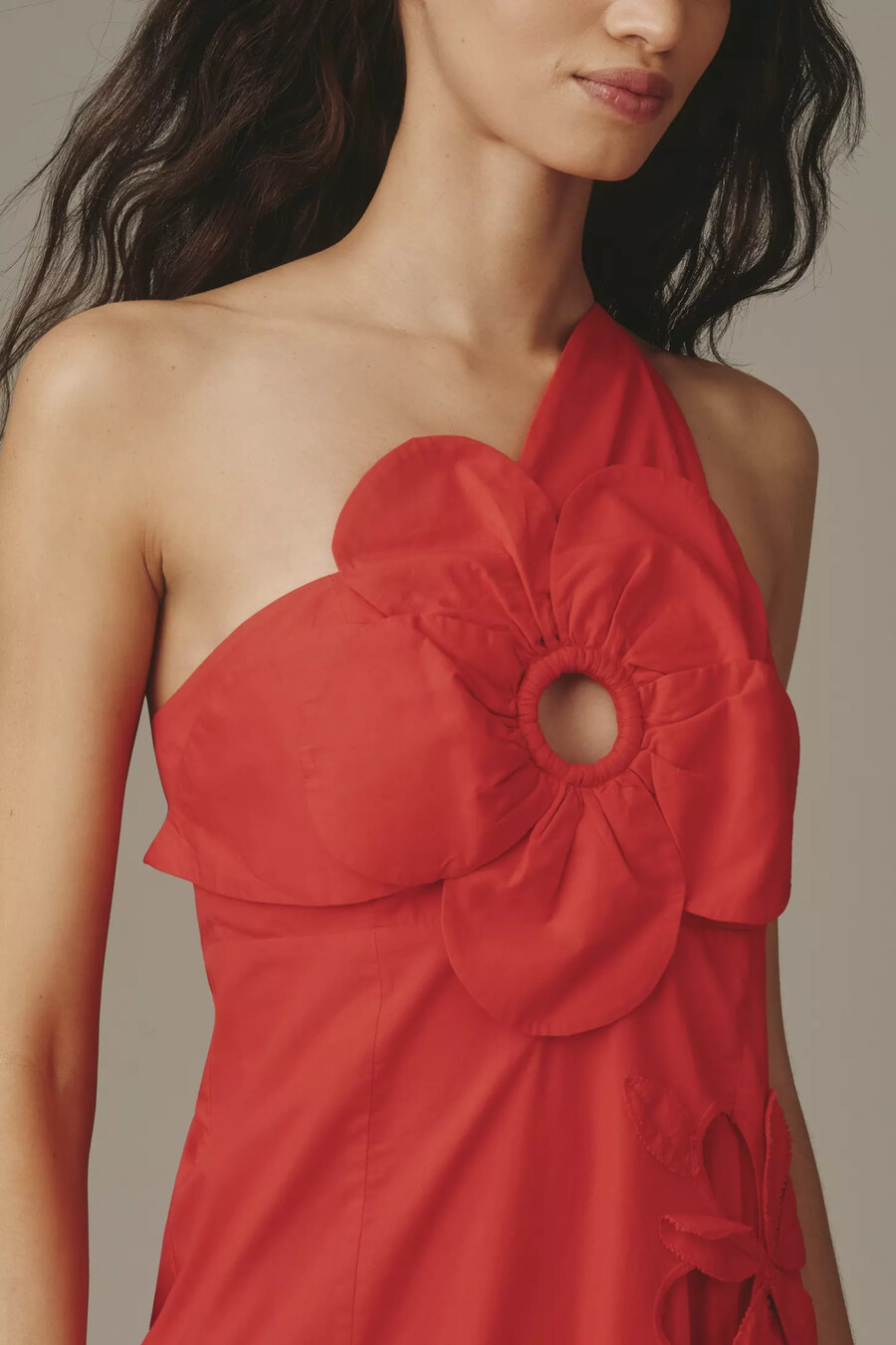 by anthropologie one-shoulder cutwork dress