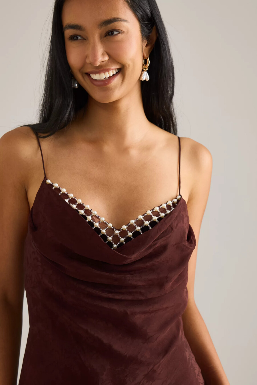 maxikleid aus satin-jacquard von anthropologie