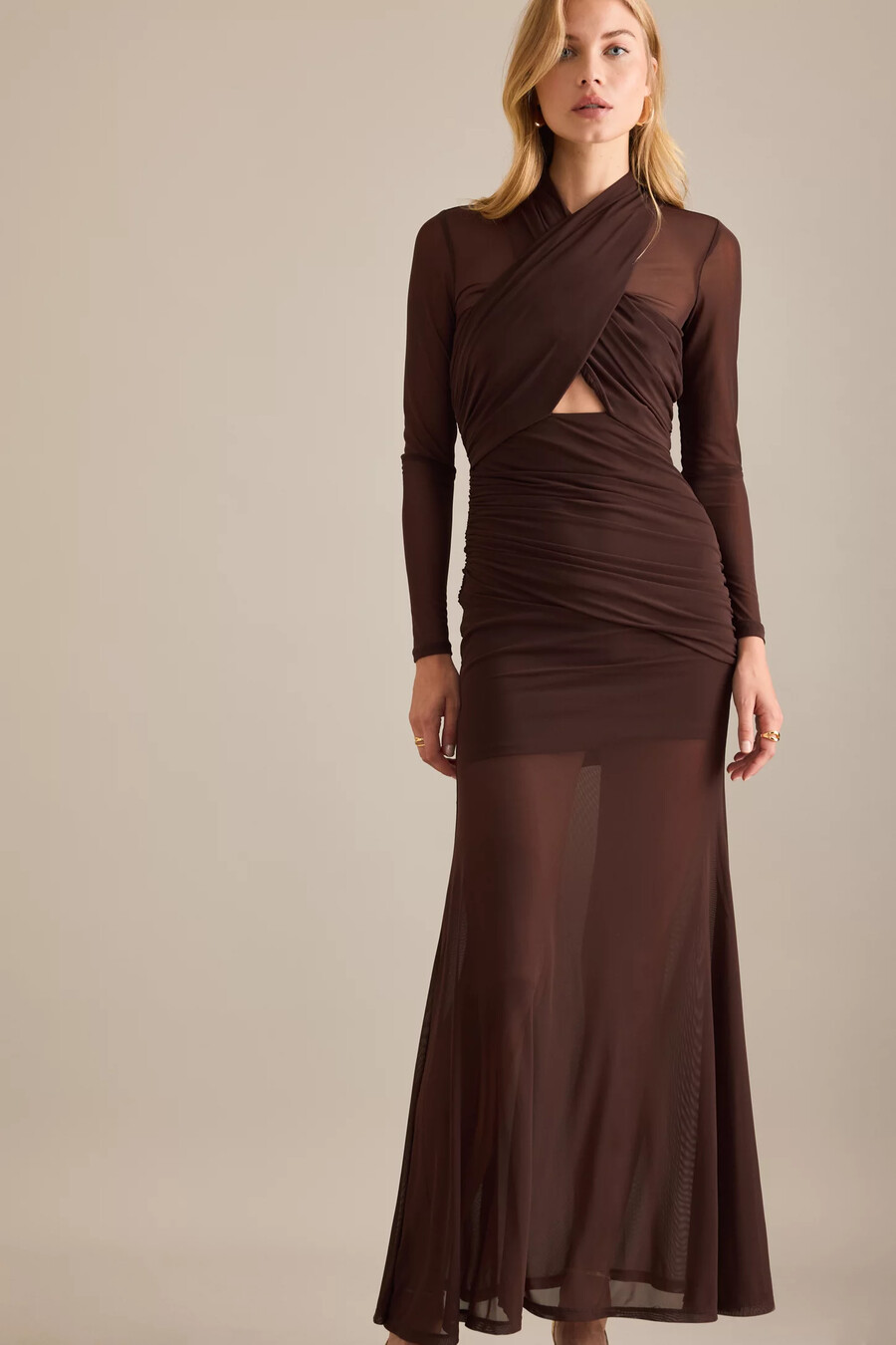 bardot veria wickel-maxikleid