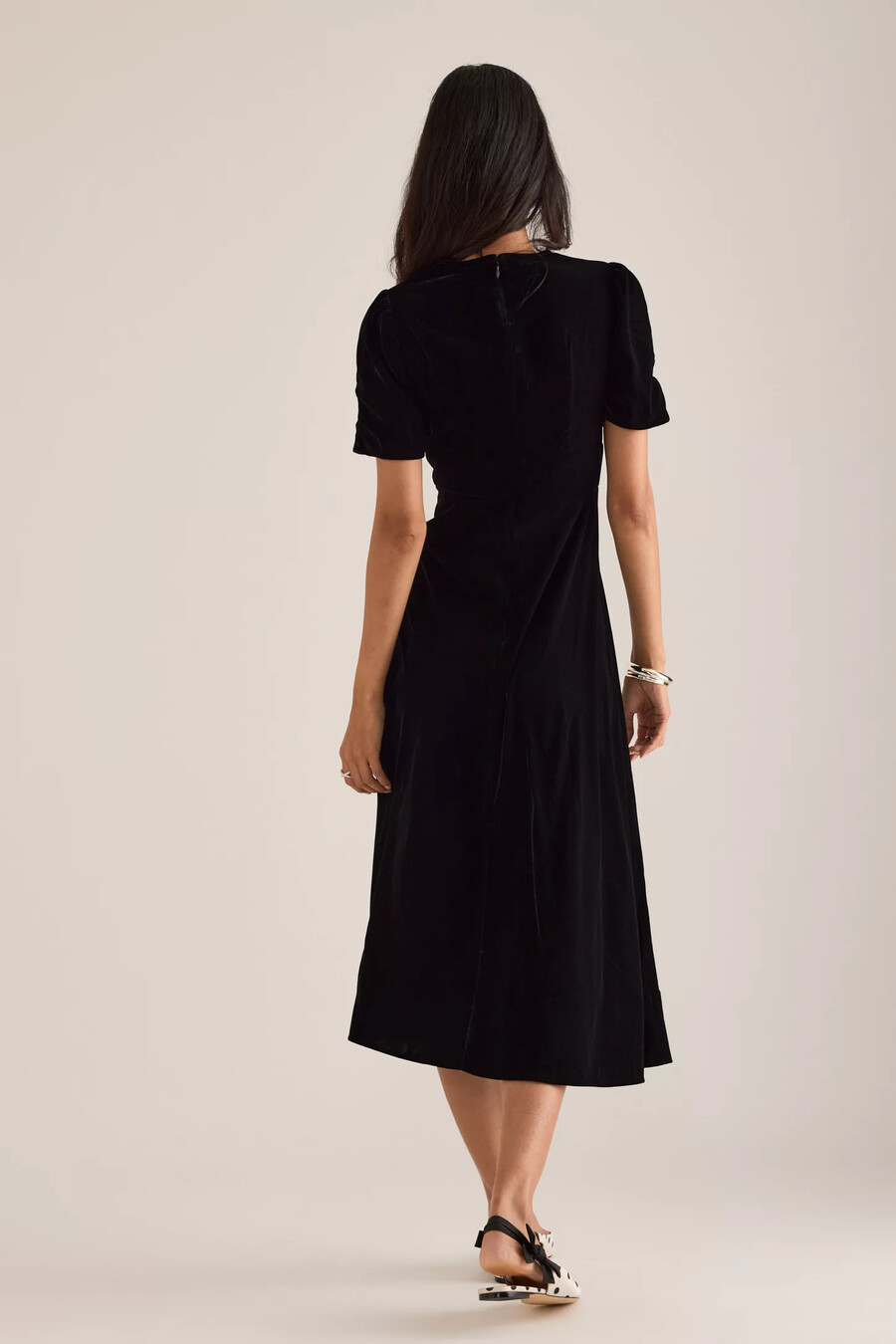 nobodys child eleanor samt-midikleid mit schleife vorne