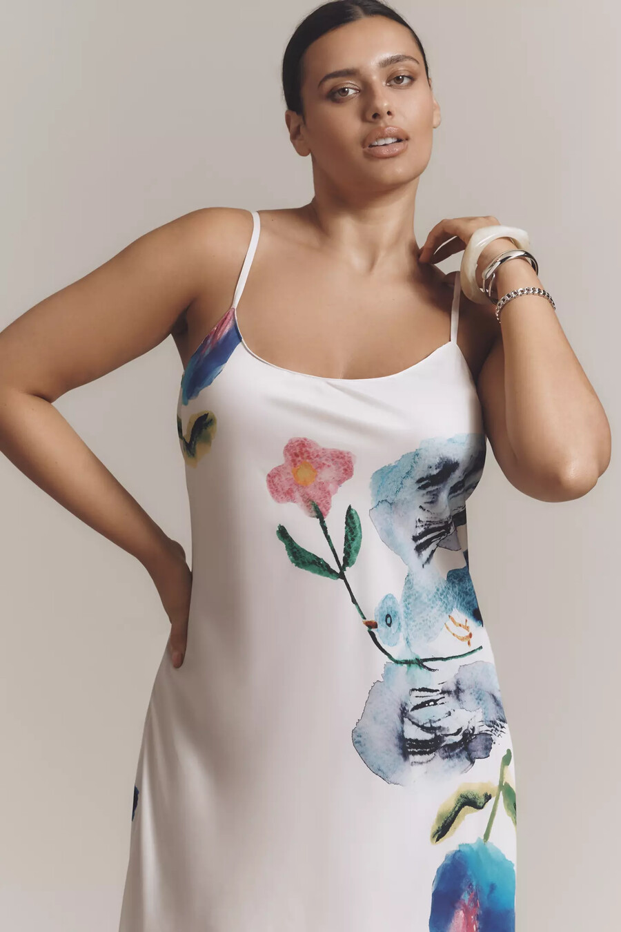 yumi kimura x lyrebird bedrucktes midi-kleid