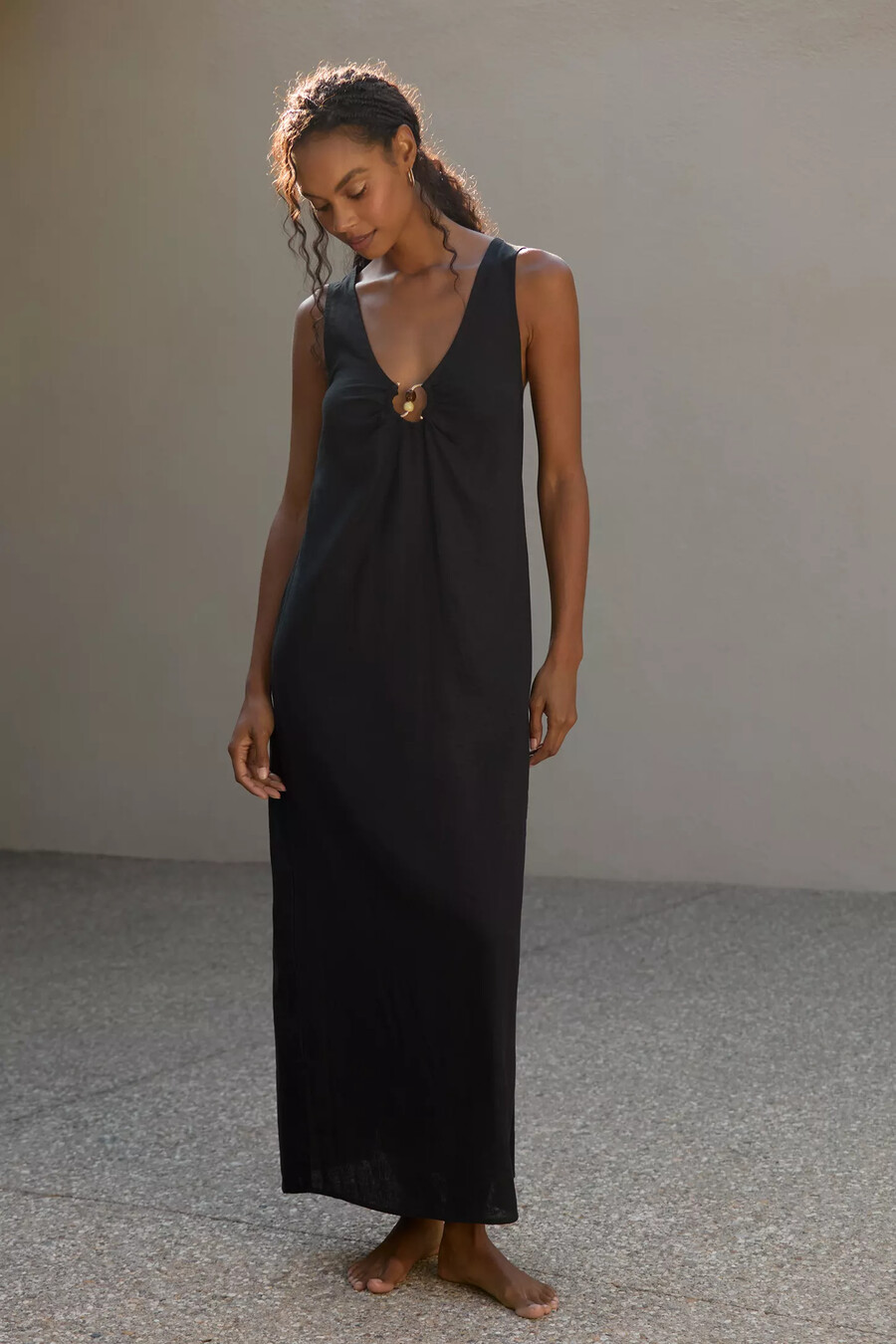 seafolly leinenmischung palmero keyhole maxikleid